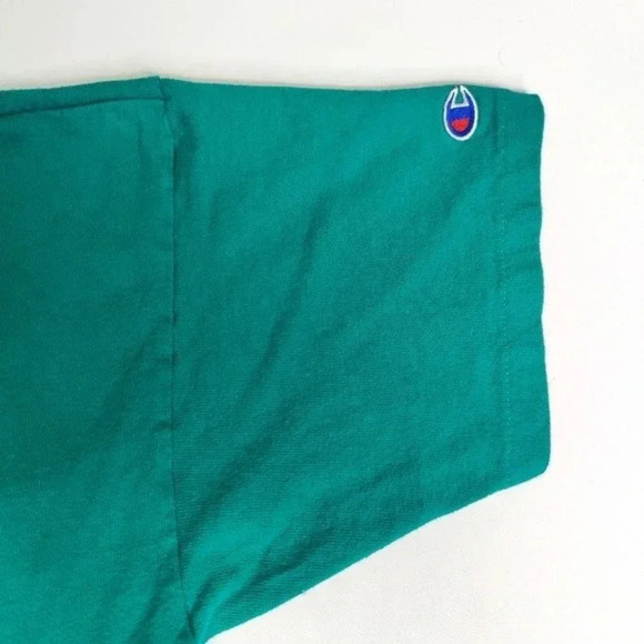 Vintage Champion‎ T Shirt Blank Made in USA Single Stitch Size Small Green - Picture 5 of 5